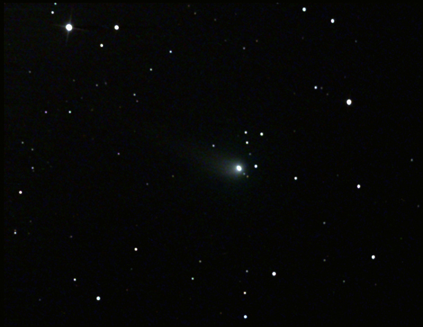 Comet C/2012 K1 (PANSTARRS) May 1, 2014
130mm F/5 reflector, 8 forty second exposures, Orion StarShoot camera.
