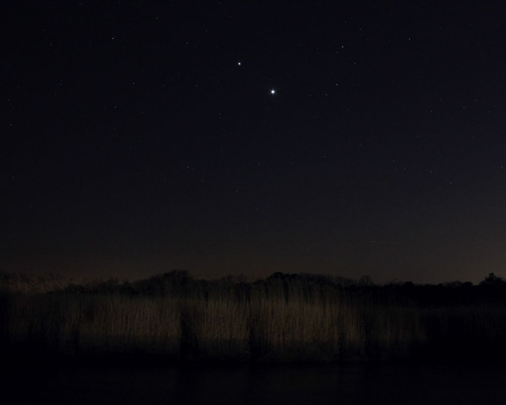 Jupiter & Venus
March 9, 2012 on Manumuskin Creek.
18mm lens @ F/5.6, 10 seconds.
